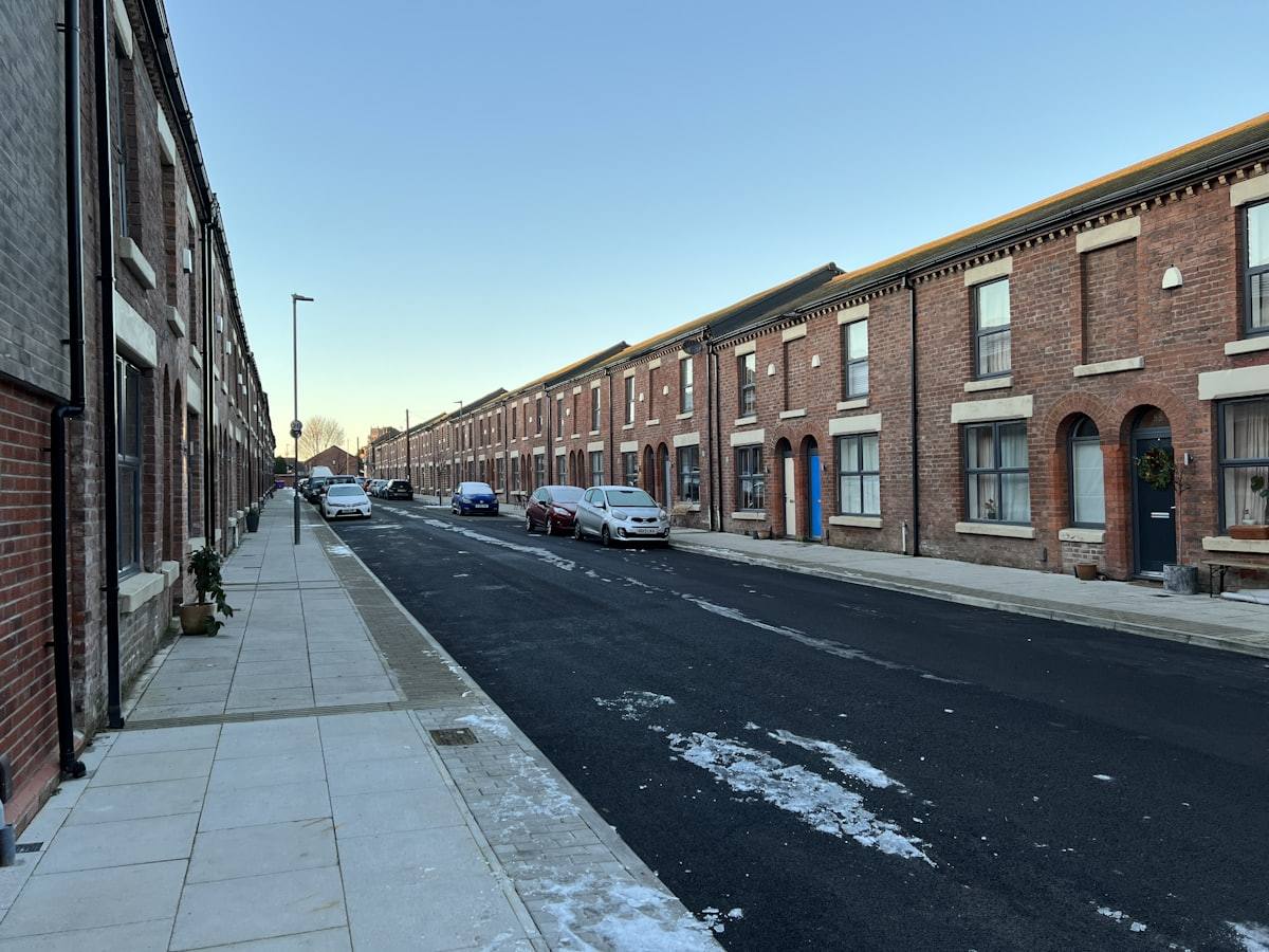 A street of older brick homes